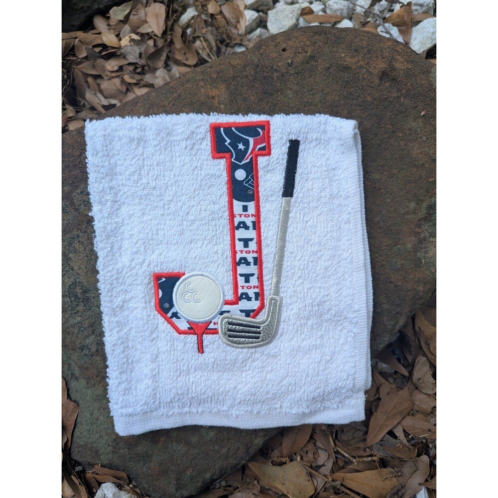 J initial Texans Golf Towel embroidered Golfer dad gift